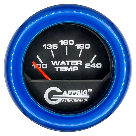 GAFFRIG 2 INCH ELECTRIC WATER TEMP 100-240 F GAUGE FAT RIM (218) / BLUE / BLACK