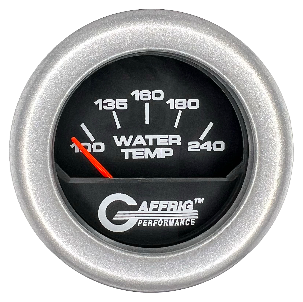 GAFFRIG 2 INCH ELECTRIC WATER TEMP 100-240 F GAUGE FAT RIM (218) / PLATINUM / BLACK