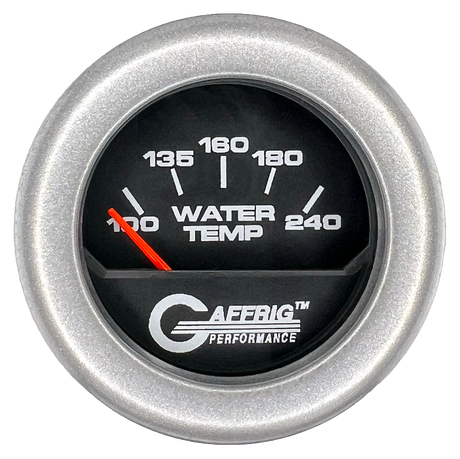 GAFFRIG 2 INCH ELECTRIC WATER TEMP 100-240 F GAUGE FAT RIM (218) / PLATINUM / BLACK