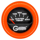 GAFFRIG 2 INCH ELECTRIC WATER TEMP 100-240 F GAUGE FAT RIM (218) / ORANGE / BLACK