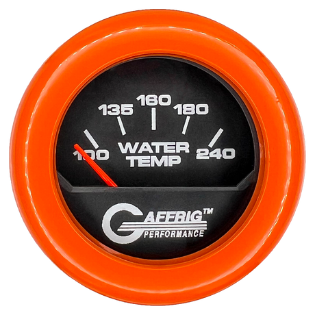 GAFFRIG 2 INCH ELECTRIC WATER TEMP 100-240 F GAUGE FAT RIM (218) / ORANGE / BLACK