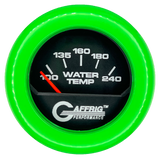 GAFFRIG 2 INCH ELECTRIC WATER TEMP 100-240 F GAUGE FAT RIM (218) / LIME GREEN / BLACK