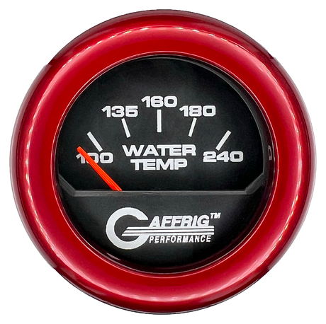 GAFFRIG 2 INCH ELECTRIC WATER TEMP 100-240 F GAUGE FAT RIM (218) / RED / BLACK