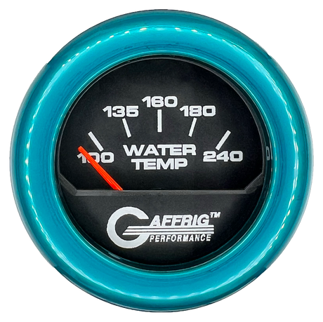 GAFFRIG 2 INCH ELECTRIC WATER TEMP 100-240 F GAUGE FAT RIM (218) / TEAL / BLACK