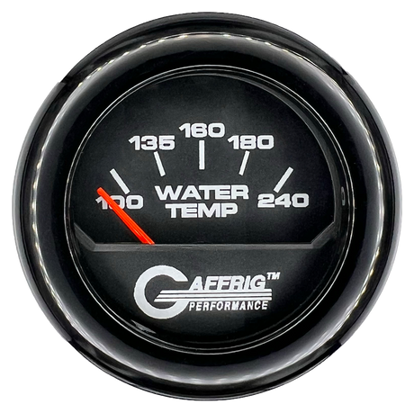 GAFFRIG 2 INCH ELECTRIC WATER TEMP 100-240 F GAUGE FAT RIM (218) / BLACK / BLACK