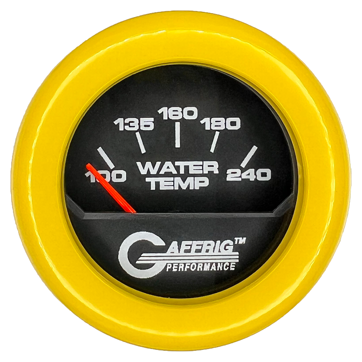 GAFFRIG 2 INCH ELECTRIC WATER TEMP 100-240 F GAUGE FAT RIM (218) / YELLOW / BLACK