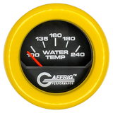 GAFFRIG 2 INCH ELECTRIC WATER TEMP 100-240 F GAUGE FAT RIM (218) / YELLOW / BLACK