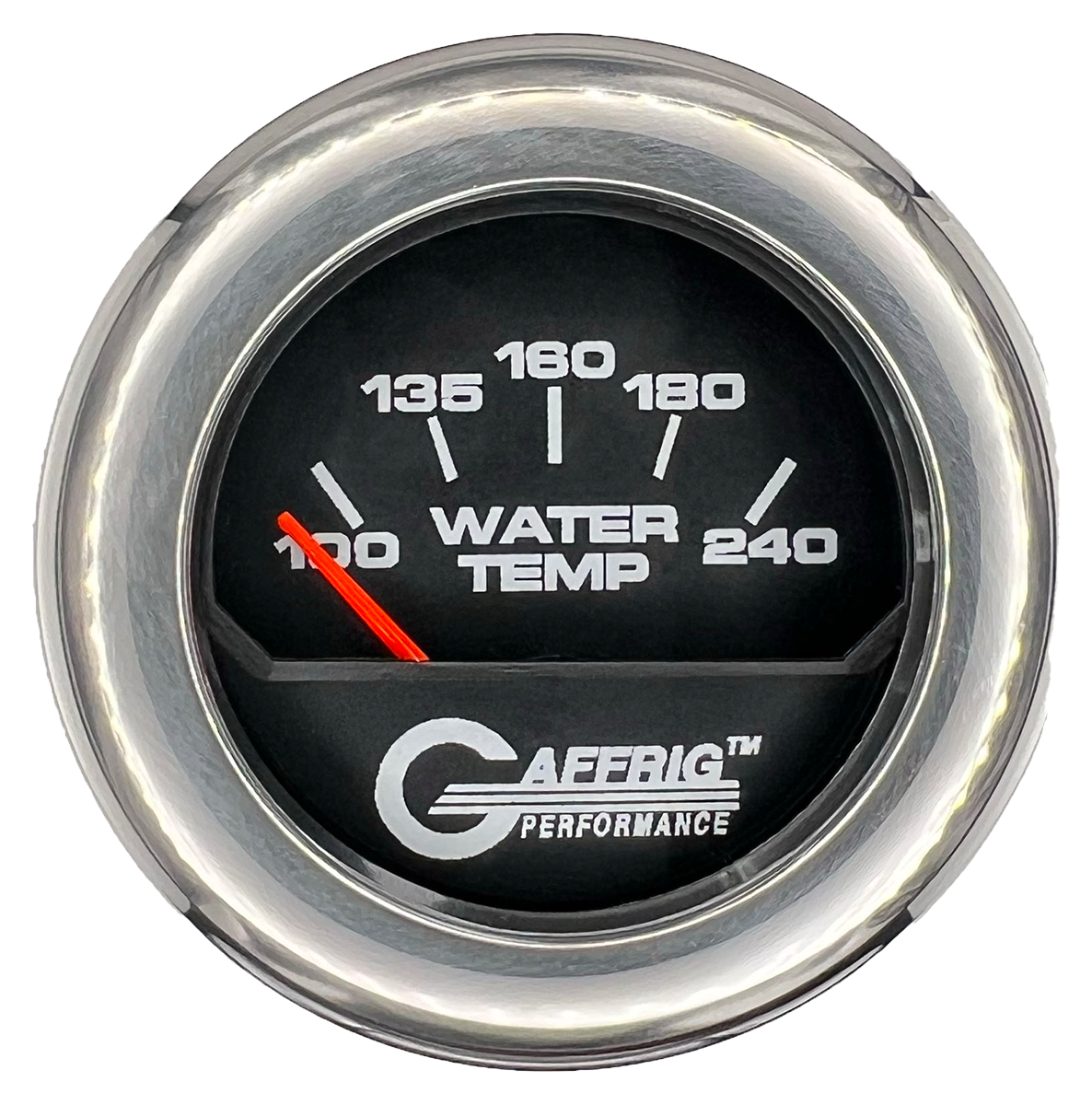 GAFFRIG 2 INCH ELECTRIC WATER TEMP 100-240 F GAUGE FAT RIM (218) / CHROME/POLISHED / BLACK