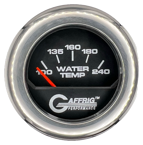 GAFFRIG 2 INCH ELECTRIC WATER TEMP 100-240 F GAUGE FAT RIM (218) / CHROME/POLISHED / BLACK