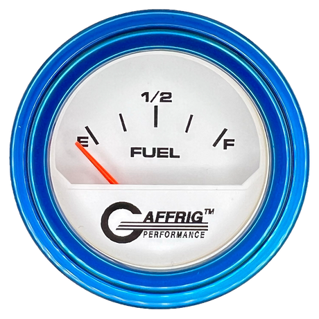 GAFFRIG 2 INCH ELECTRIC FUEL LEVEL GAUGE 240-33 OHMS STEP RIM (002) / BLUE / WHITE