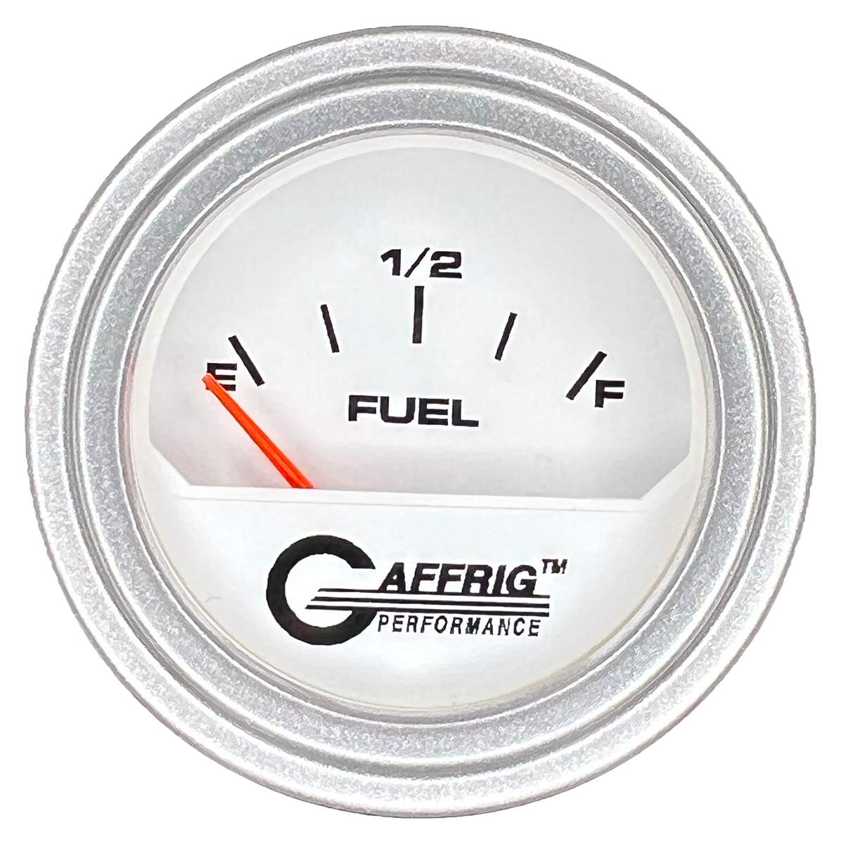 GAFFRIG 2 INCH ELECTRIC FUEL LEVEL GAUGE 240-33 OHMS STEP RIM (002) / PLATINUM / WHITE