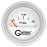 GAFFRIG 2 INCH ELECTRIC FUEL LEVEL GAUGE 240-33 OHMS STEP RIM (002) / PLATINUM / WHITE