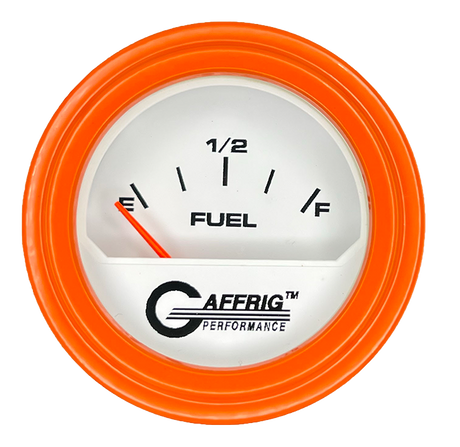 GAFFRIG 2 INCH ELECTRIC FUEL LEVEL GAUGE 240-33 OHMS STEP RIM (002) / ORANGE / WHITE