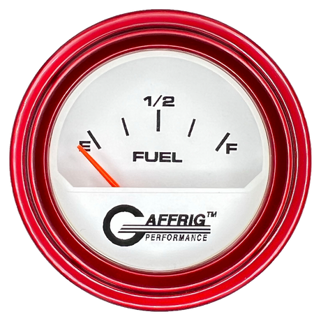 GAFFRIG 2 INCH ELECTRIC FUEL LEVEL GAUGE 240-33 OHMS STEP RIM (002) / RED / WHITE