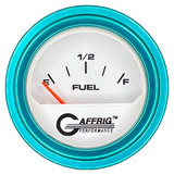 GAFFRIG 2 INCH ELECTRIC FUEL LEVEL GAUGE 240-33 OHMS STEP RIM (002) / TEAL / WHITE