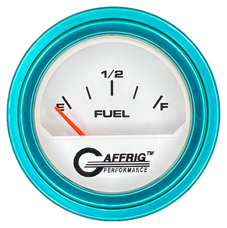 GAFFRIG 2 INCH ELECTRIC FUEL LEVEL GAUGE 240-33 OHMS STEP RIM (002) / TEAL / WHITE