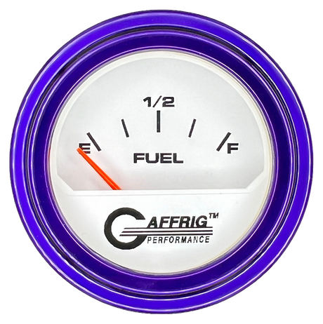 GAFFRIG 2 INCH ELECTRIC FUEL LEVEL GAUGE 240-33 OHMS STEP RIM (002) / PURPLE / WHITE