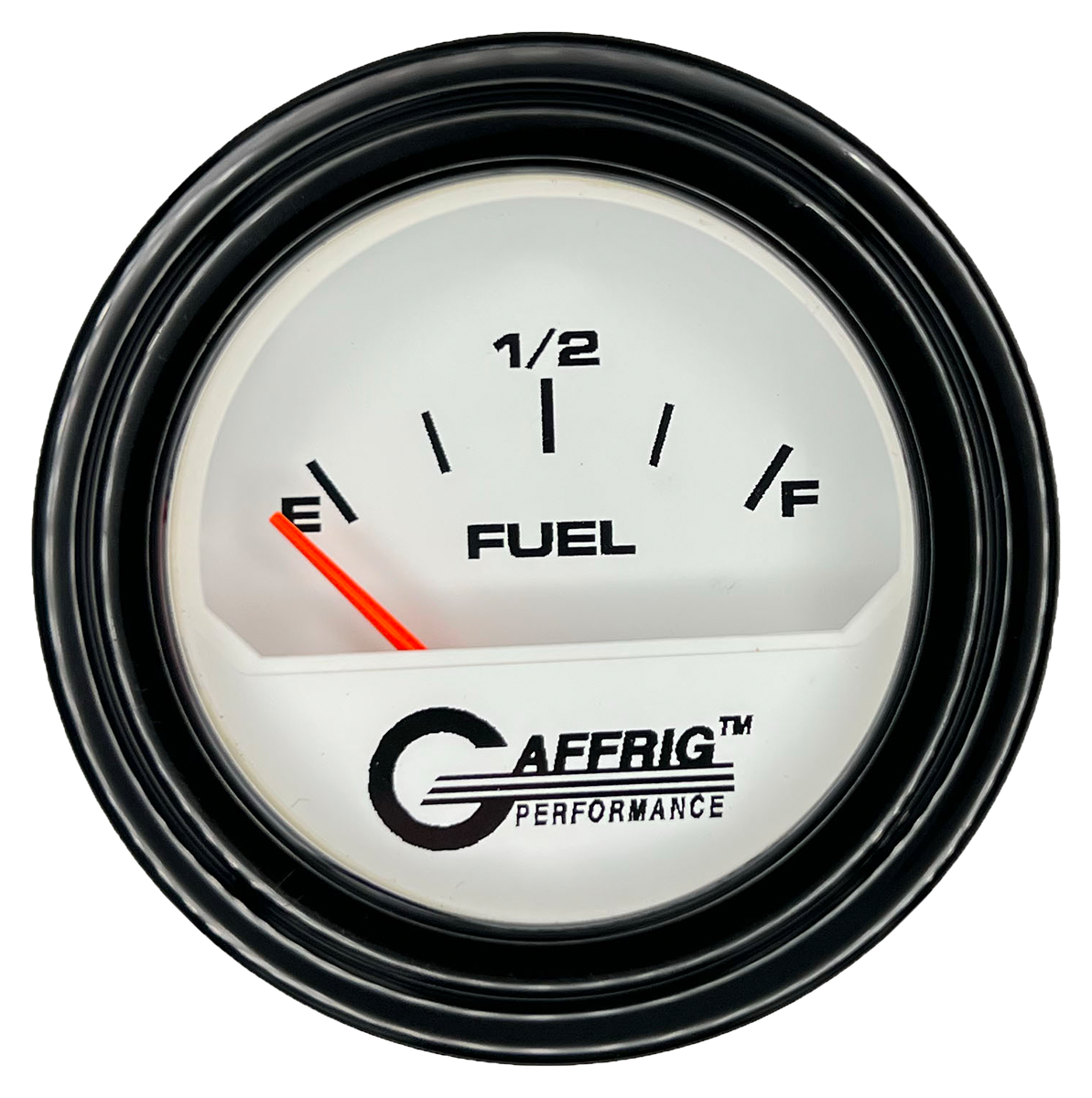 GAFFRIG 2 INCH ELECTRIC FUEL LEVEL GAUGE 240-33 OHMS STEP RIM (002) / BLACK / WHITE