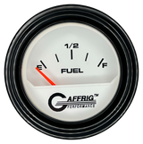 GAFFRIG 2 INCH ELECTRIC FUEL LEVEL GAUGE 240-33 OHMS STEP RIM (002) / BLACK / WHITE