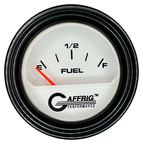 GAFFRIG 2 INCH ELECTRIC FUEL LEVEL GAUGE 240-33 OHMS STEP RIM (002) / BLACK / WHITE