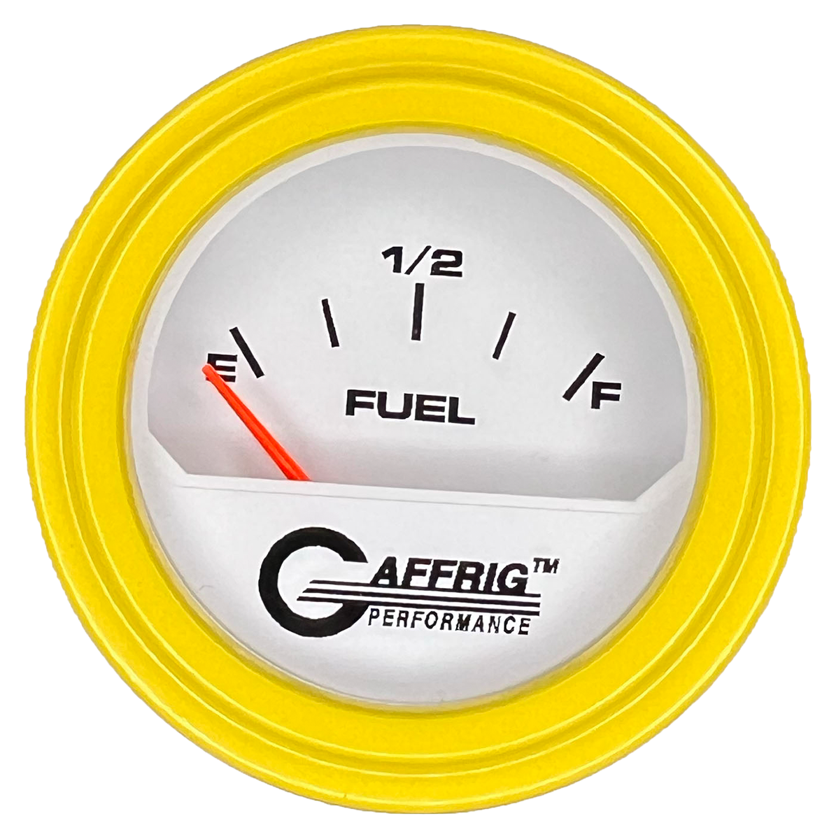 GAFFRIG 2 INCH ELECTRIC FUEL LEVEL GAUGE 240-33 OHMS STEP RIM (002) / YELLOW / WHITE