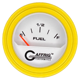 GAFFRIG 2 INCH ELECTRIC FUEL LEVEL GAUGE 240-33 OHMS STEP RIM (002) / YELLOW / WHITE