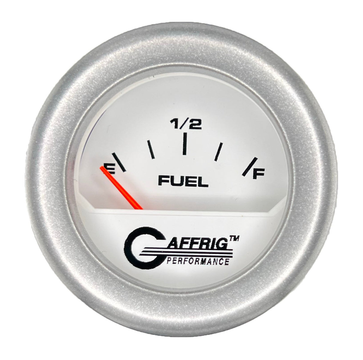 GAFFRIG 2 INCH ELECTRIC FUEL LEVEL GAUGE 240-33 OHMS FAT RIM (218) / PLATINUM / WHITE