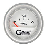 GAFFRIG 2 INCH ELECTRIC FUEL LEVEL GAUGE 240-33 OHMS FAT RIM (218) / PLATINUM / WHITE