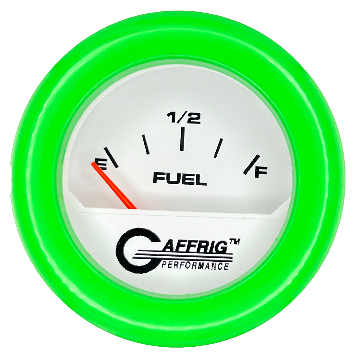 GAFFRIG 2 INCH ELECTRIC FUEL LEVEL GAUGE 240-33 OHMS FAT RIM (218) / LIME GREEN / WHITE