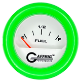 GAFFRIG 2 INCH ELECTRIC FUEL LEVEL GAUGE 240-33 OHMS FAT RIM (218) / LIME GREEN / WHITE