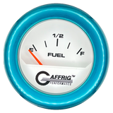 GAFFRIG 2 INCH ELECTRIC FUEL LEVEL GAUGE 240-33 OHMS FAT RIM (218) / TEAL / WHITE