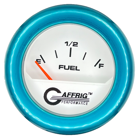 GAFFRIG 2 INCH ELECTRIC FUEL LEVEL GAUGE 240-33 OHMS FAT RIM (218) / TEAL / WHITE