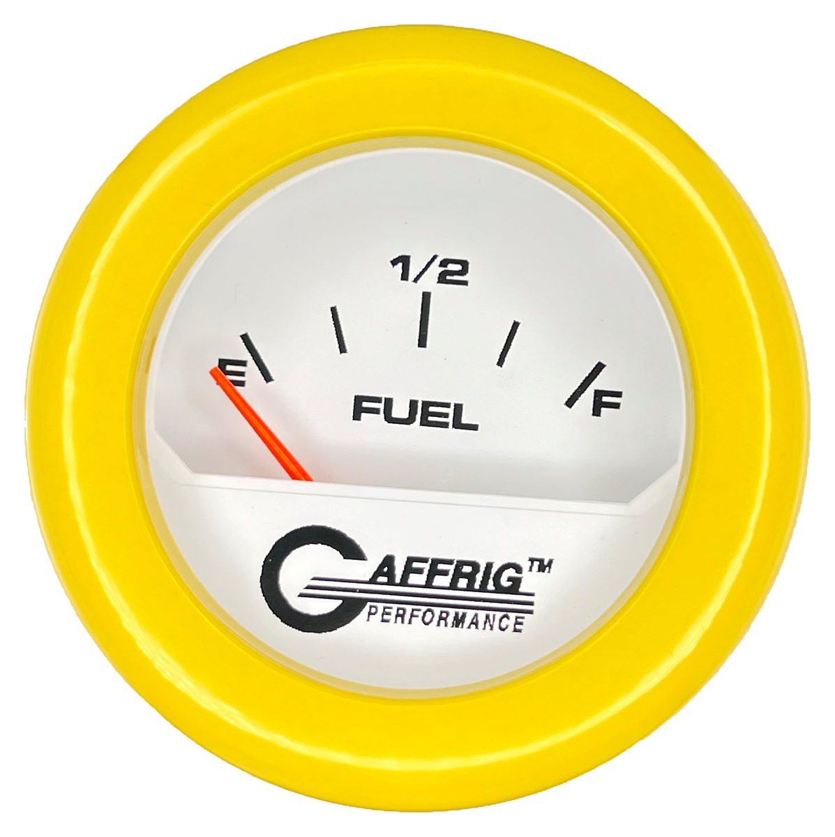 GAFFRIG 2 INCH ELECTRIC FUEL LEVEL GAUGE 240-33 OHMS FAT RIM (218) / YELLOW / WHITE