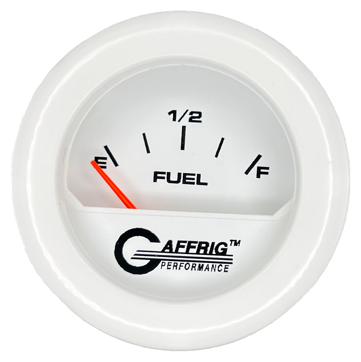 GAFFRIG 2 INCH ELECTRIC FUEL LEVEL GAUGE 240-33 OHMS FAT RIM (218) / WHITE / WHITE