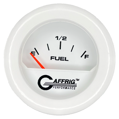 GAFFRIG 2 INCH ELECTRIC FUEL LEVEL GAUGE 240-33 OHMS FAT RIM (218) / WHITE / WHITE