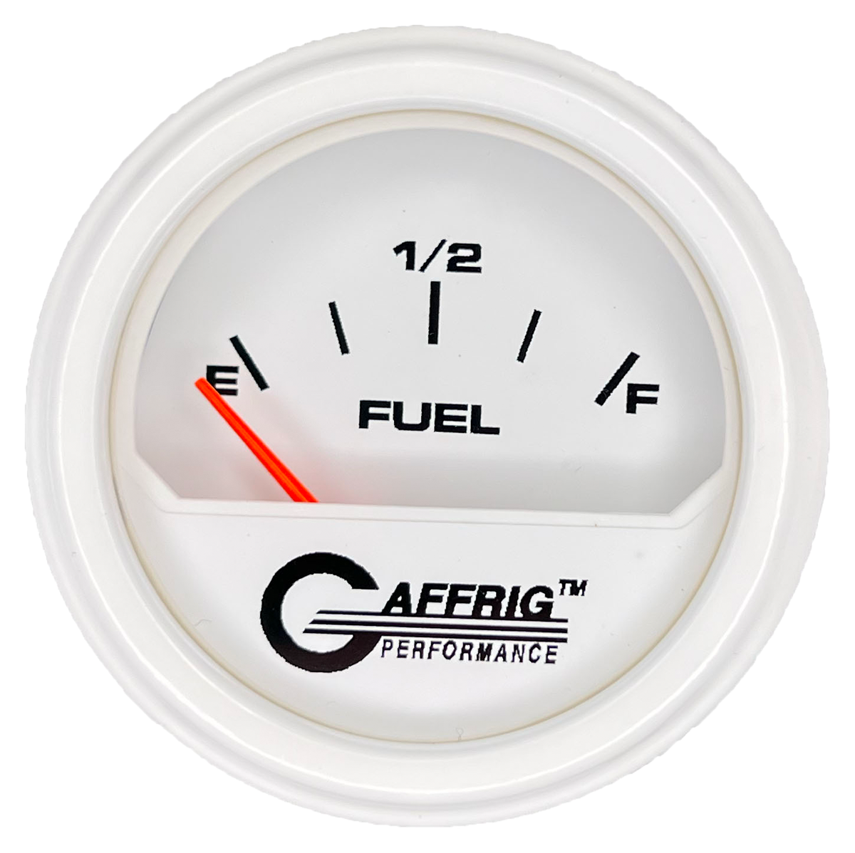 GAFFRIG 2 INCH ELECTRIC FUEL LEVEL GAUGE 240-33 OHMS STEP RIM (002) / WHITE / WHITE