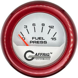 GAFFRIG 2 INCH ELECTRIC FUEL PRESSURE GAUGE 0-15 PSI FAT RIM (218) / RED / WHITE