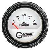 GAFFRIG 2 INCH ELECTRIC OIL PRESSURE GAUGE 0-80 WHITE / BLACK / STEP RIM