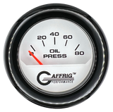 GAFFRIG 2 INCH ELECTRIC OIL PRESSURE GAUGE 0-80 WHITE / BLACK / FAT RIM