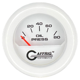 GAFFRIG 2 INCH ELECTRIC OIL PRESSURE GAUGE 0-80 WHITE / WHITE / FAT RIM