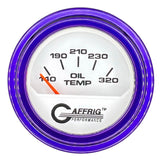 GAFFRIG 2 INCH ELECTRIC OIL TEMP GAUGE 100-320 F STEP RIM (002) / PURPLE / WHITE