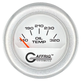 GAFFRIG 2 INCH ELECTRIC OIL TEMP GAUGE 100-320 F FAT RIM (218) / PLATINUM / WHITE