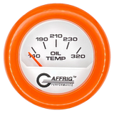 GAFFRIG 2 INCH ELECTRIC OIL TEMP GAUGE 100-320 F FAT RIM (218) / ORANGE / WHITE