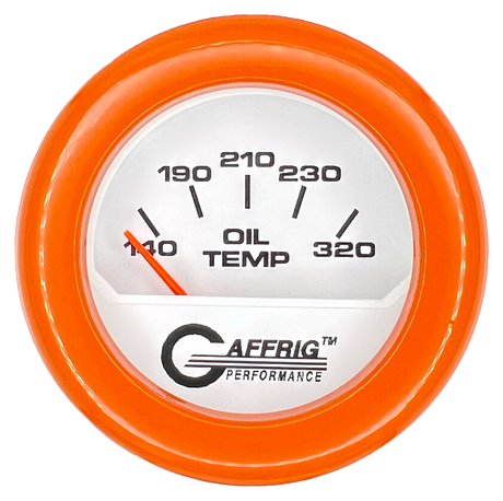 GAFFRIG 2 INCH ELECTRIC OIL TEMP GAUGE 100-320 F FAT RIM (218) / ORANGE / WHITE