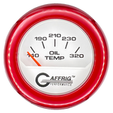 GAFFRIG 2 INCH ELECTRIC OIL TEMP GAUGE 100-320 F FAT RIM (218) / RED / WHITE