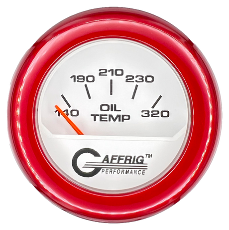 GAFFRIG 2 INCH ELECTRIC OIL TEMP GAUGE 100-320 F FAT RIM (218) / RED / WHITE