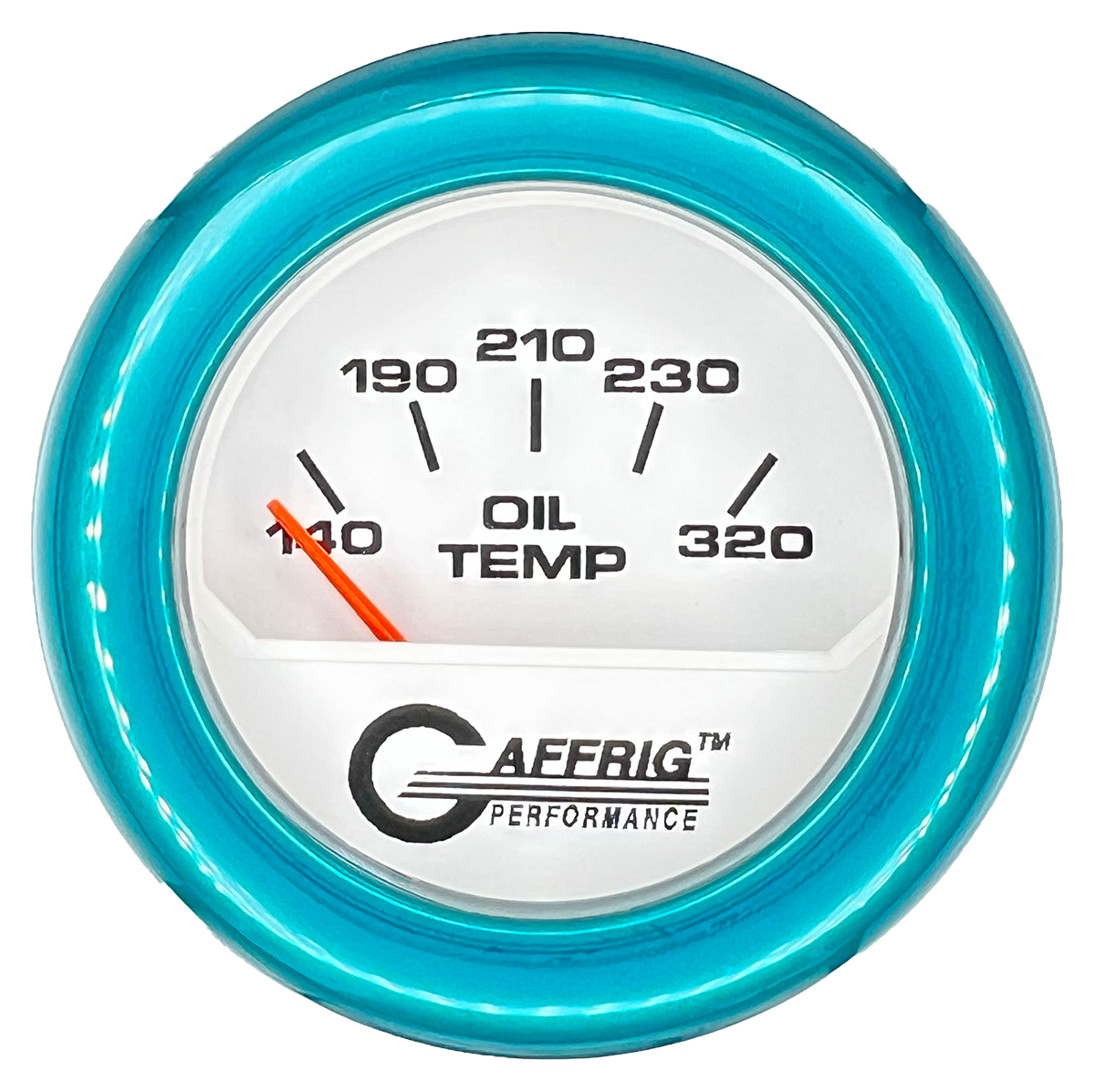 GAFFRIG 2 INCH ELECTRIC OIL TEMP GAUGE 100-320 F FAT RIM (218) / TEAL / WHITE