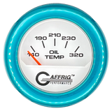 GAFFRIG 2 INCH ELECTRIC OIL TEMP GAUGE 100-320 F FAT RIM (218) / TEAL / WHITE