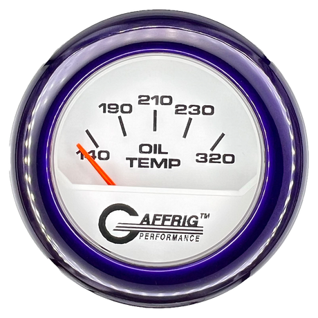 GAFFRIG 2 INCH ELECTRIC OIL TEMP GAUGE 100-320 F FAT RIM (218) / PURPLE / WHITE