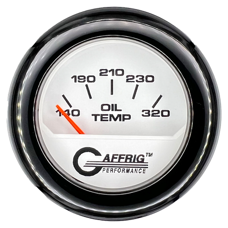 GAFFRIG 2 INCH ELECTRIC OIL TEMP GAUGE 100-320 F FAT RIM (218) / BLACK / WHITE